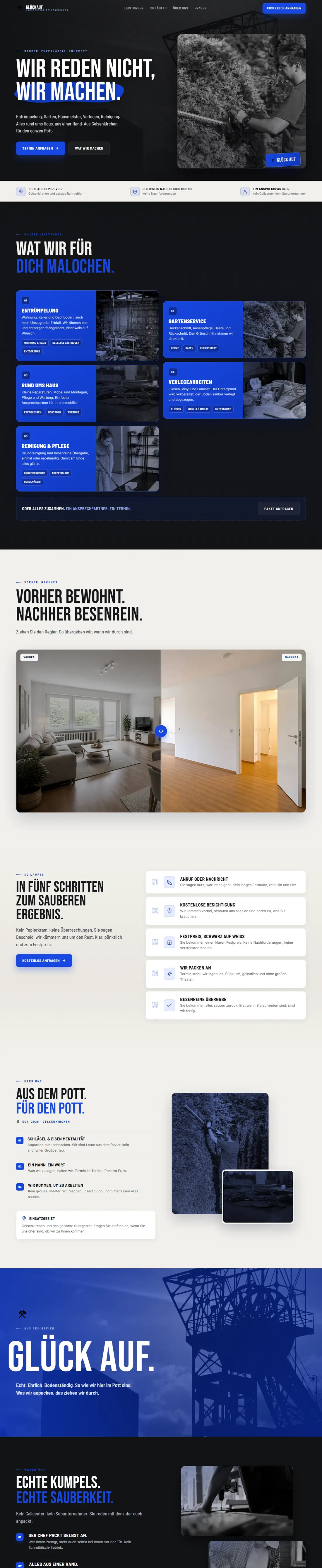 Website Glückauf Hausservice am Rechner