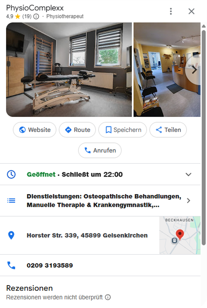 Optimiertes Google Profil